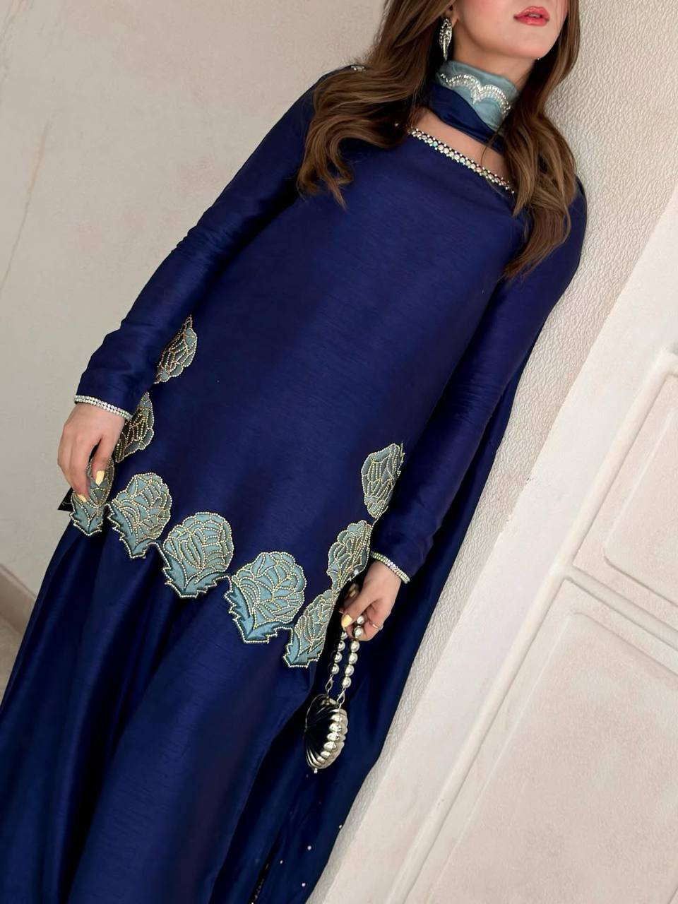 Sapphire Blue Scalloped Couture Set
